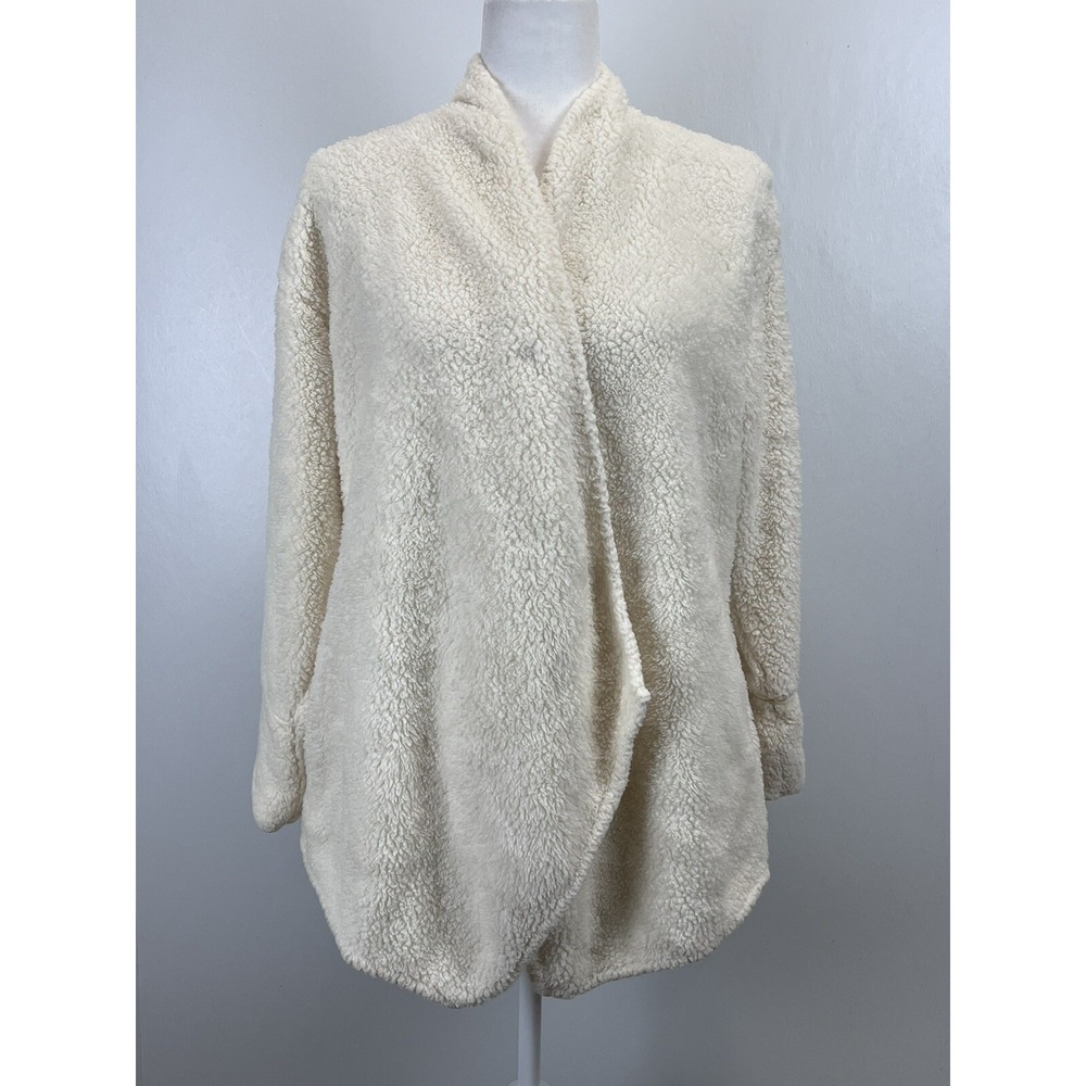 Soft Surroundings Cozy Up Sherpa Fleece Cardigan Sz S GUC Single Snap